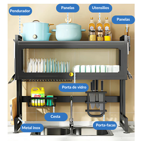 ESCORREDOR DE AÇO INOXIDÁVEL + BRINDE KIT PORCELANA OXFORD​